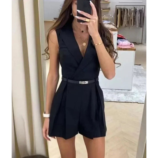 Adalia | Kurzer eleganter ärmelloser Overall